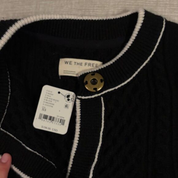 Free People We The Free Tennessee Cable Knit Cardi Sweater Black Size XS NWT NEW - Picture 6 of 12